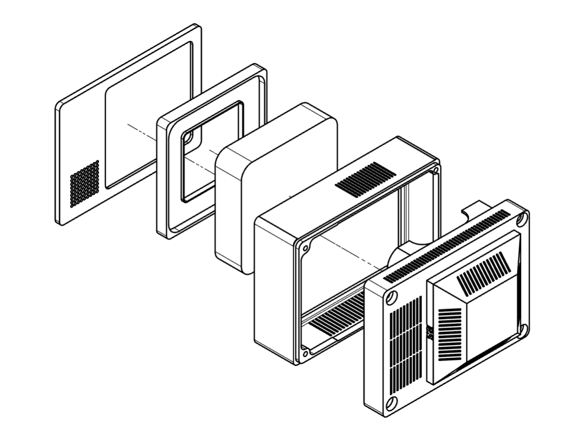 Front view of the retro TV sensor case